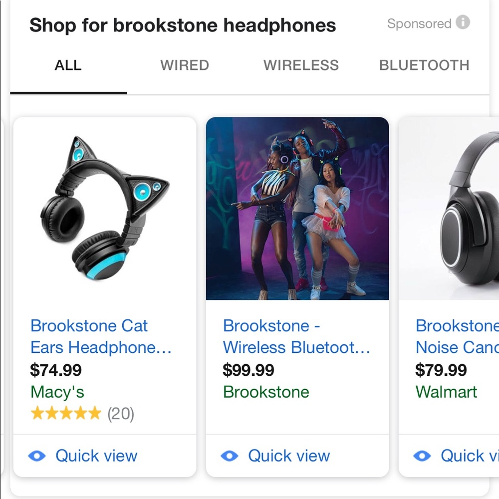 Brookstone Wireless Led Cat-Ear Headphones